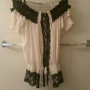 Over the shoulder sheer shirt